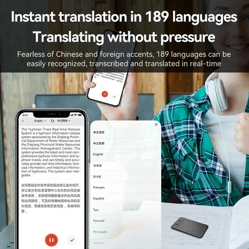 Smart Voice Recorder Intelligent Note Voice Recorder with LED Indicator ChatGPT Smart Transcription Summarization Translation Vue