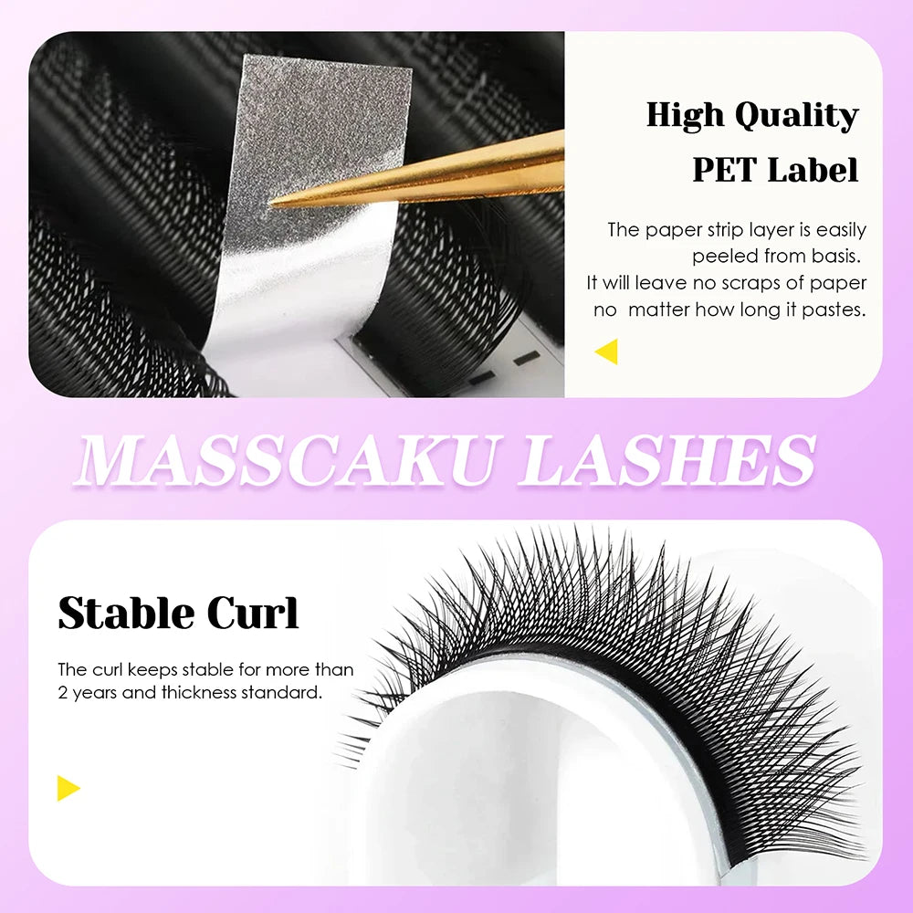 Hot Selling Masscaku YY Shape Eyelash Extensions Premade Volume Fans Natural Soft Lashes W Style Comfortable False Eyelashes Vue