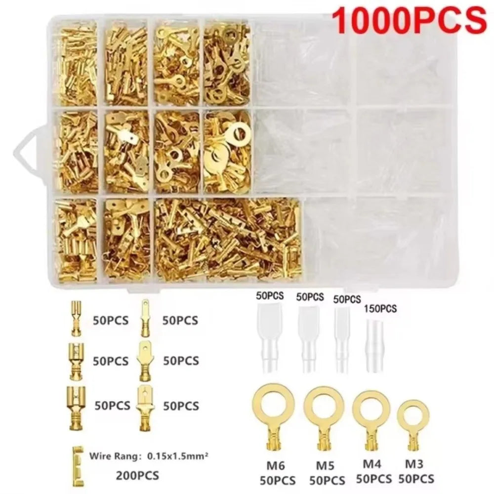 1000/1050 pcs Electrical Wire Connectors Electrical Crimp Terminals Wire Wrap Connector Terminals Spade Crimp Terminals Vue