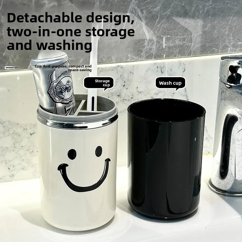 Travel Toileting Mouthwash cup, Portable 2-in-1 Cup Set for Brushing Teeth, Toothbrush storage box, portable Vue