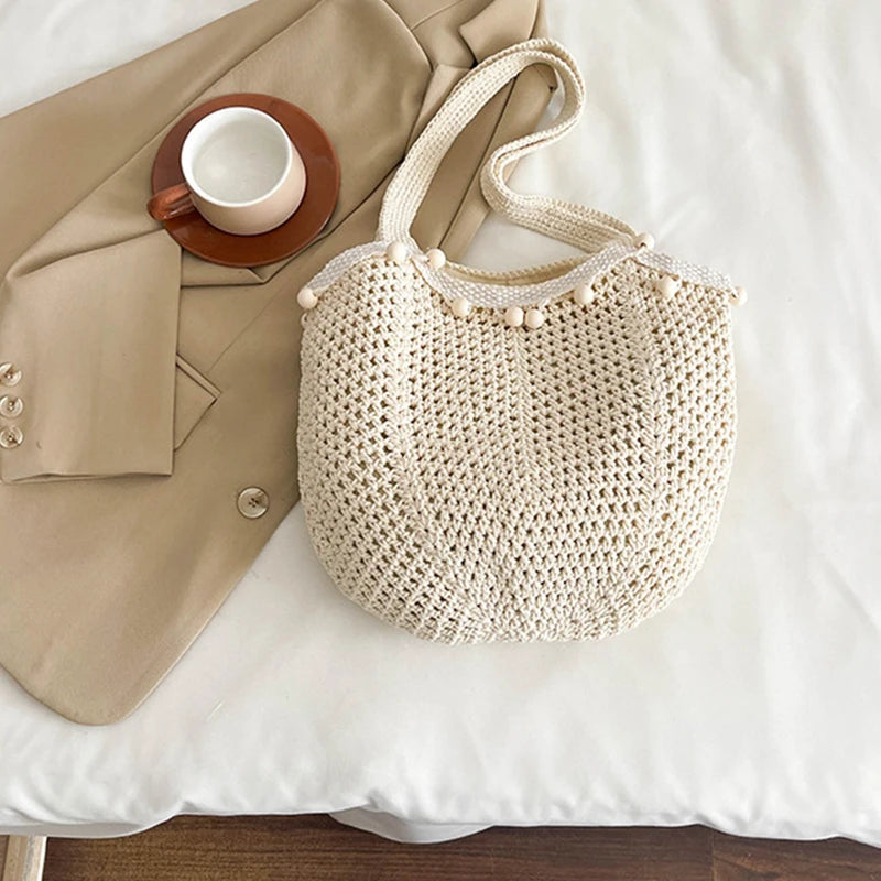 Fashion Women's Hollow Woven Shoulder Bags Large Capacity Knitting