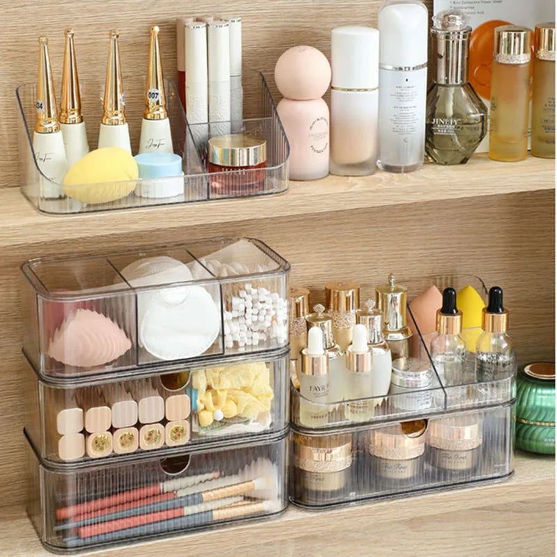 Drawer Type Cosmetics Storage Box Stackable Makeup Brushes Comestic Tools Organizer Desk & Drawer Organizer for Makeup Tools Vue