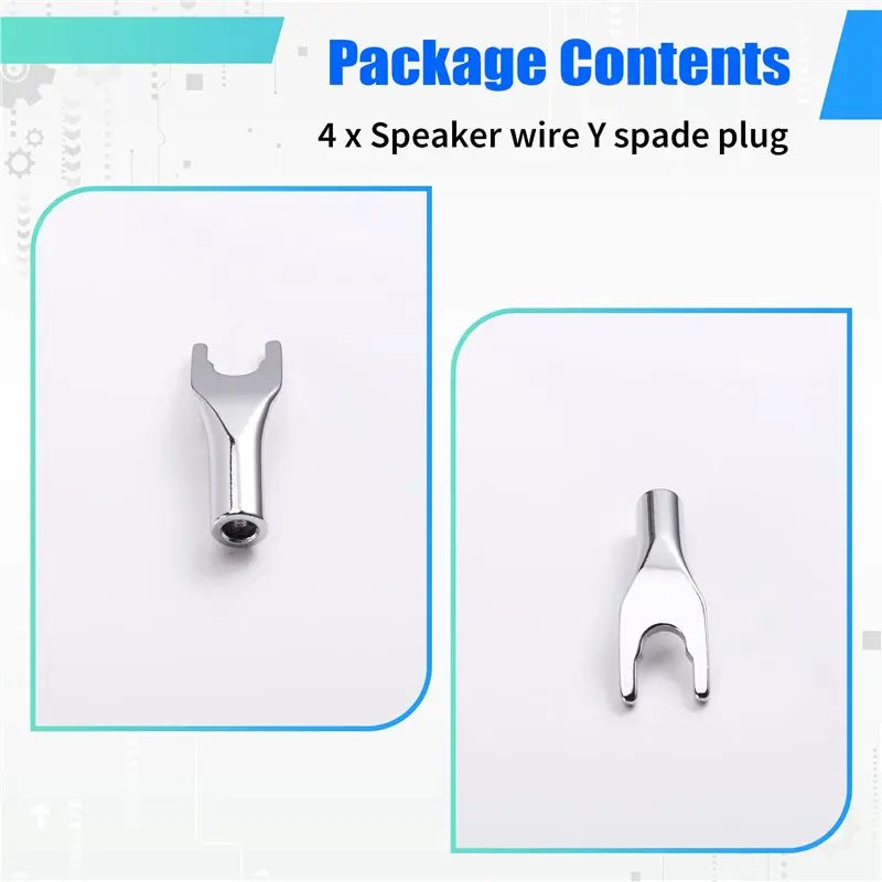 Hot-Non-Magnetic 4Pcs Speaker Wire Y Spade Splitter Plug U Fork Amp Connectors Easy Installation No Welding Vue
