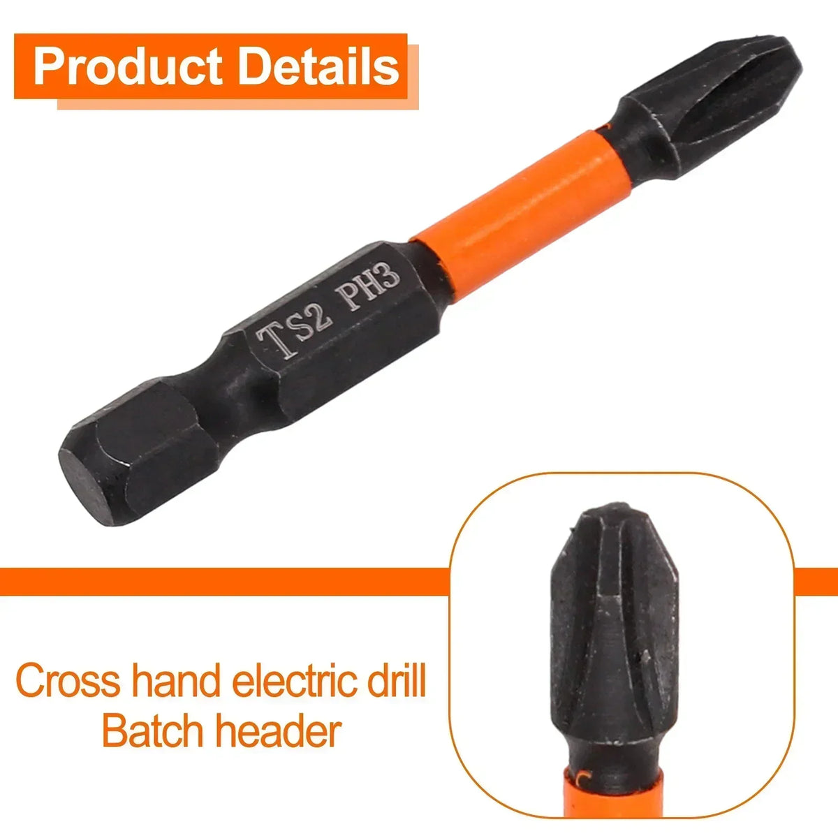 50mm Magnetic Screwdriver Bit 1/4" Hex | PH PZ Drive Types Screwdriver Bit Vue