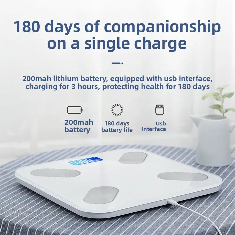 Smart Digital Body Scale, Rechargeable BMI Weight Scale, Electronic Body Fat Scale, LED Display Health Monitor for Home Vue