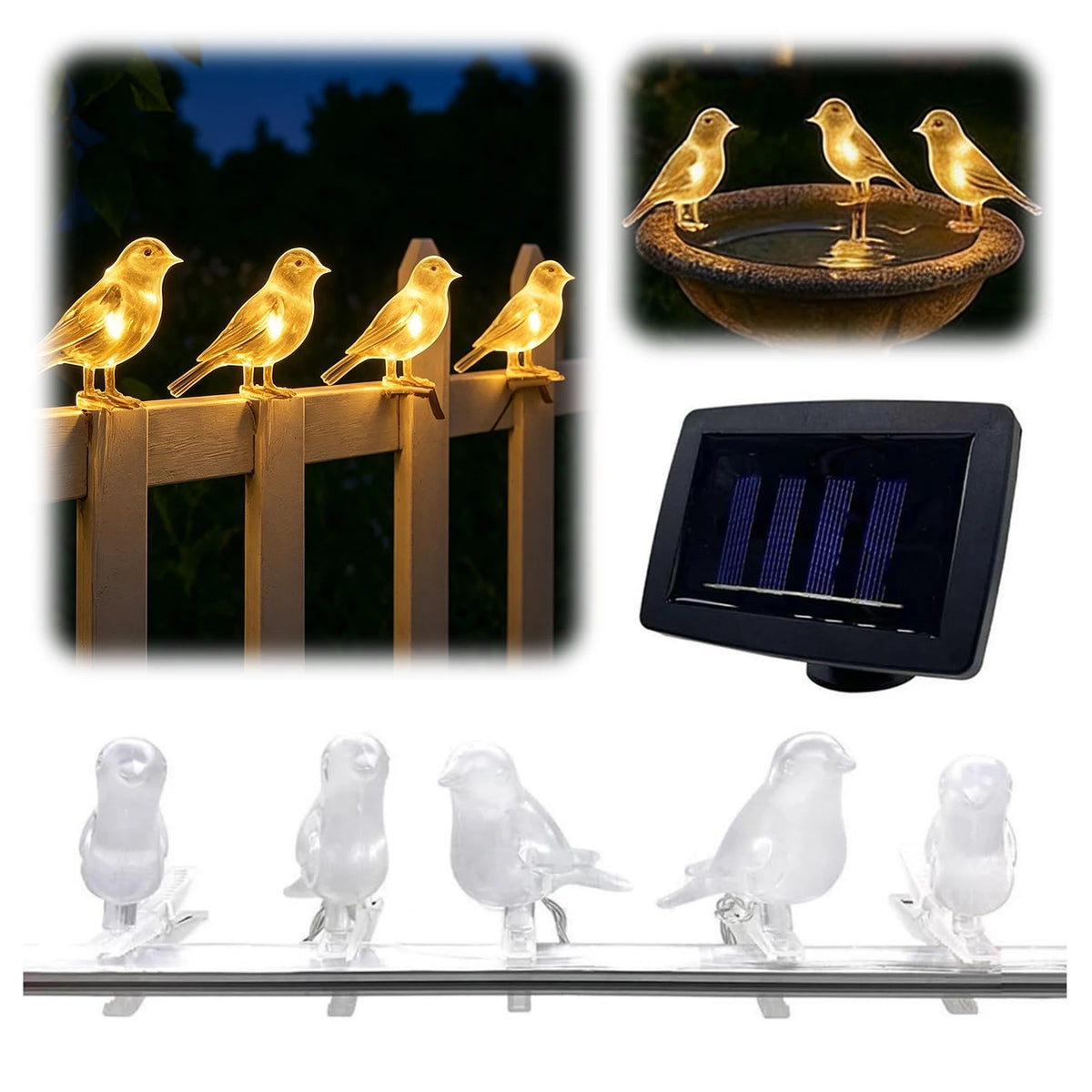 Solar Bird Clip-On String Lights – Waterproof LED Outdoor Décor Solar String Lights Vue