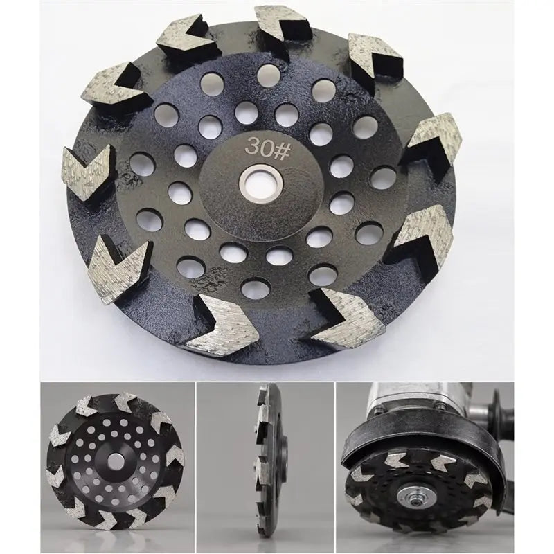 ABKW-Arbor Metal Grinding Wheel 7 Inch Sintered Segment Grinding 30 Grit Disc 5/8"-7/8"(22.23/16Mm) For Concrete Epoxy Removal Vue