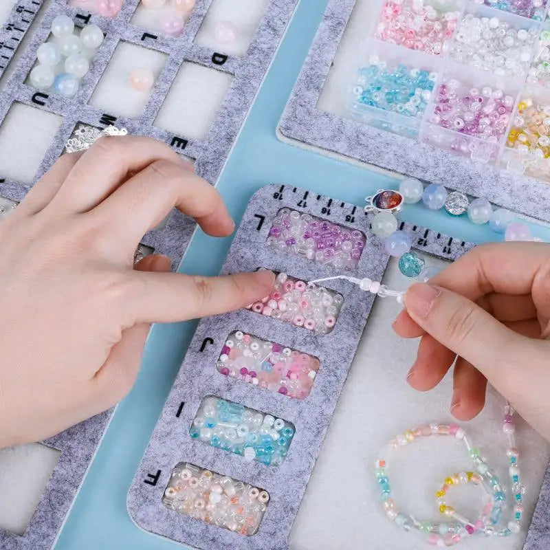 Non Slip Felt Bead Mat Boards with Centimeter Alphabet Scale Making Beads Tray for DIY Craft Projects Vue