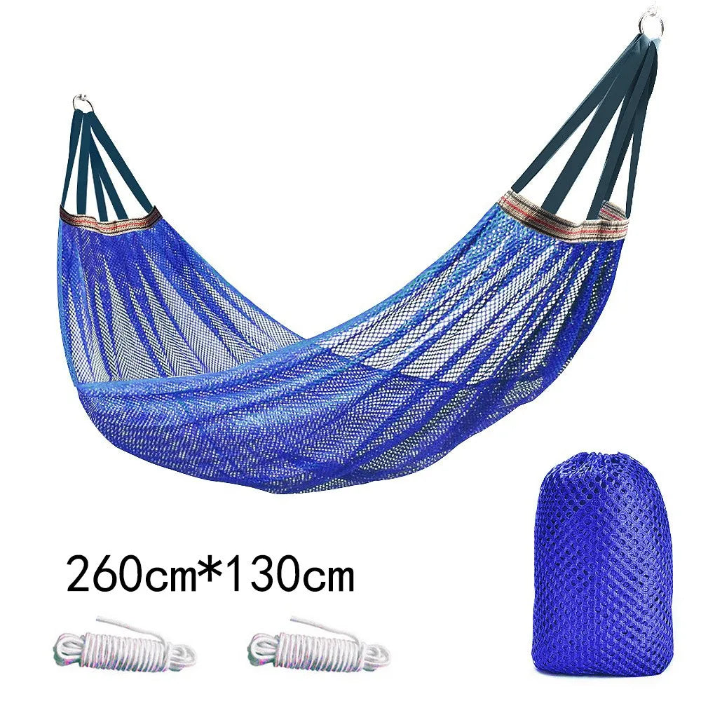 Portable Ice Silk Mesh Hammock Load-bearing 200KG With Storage Bag Leisure Swing Single Wide Hanging Bed Garden Vue Blue
