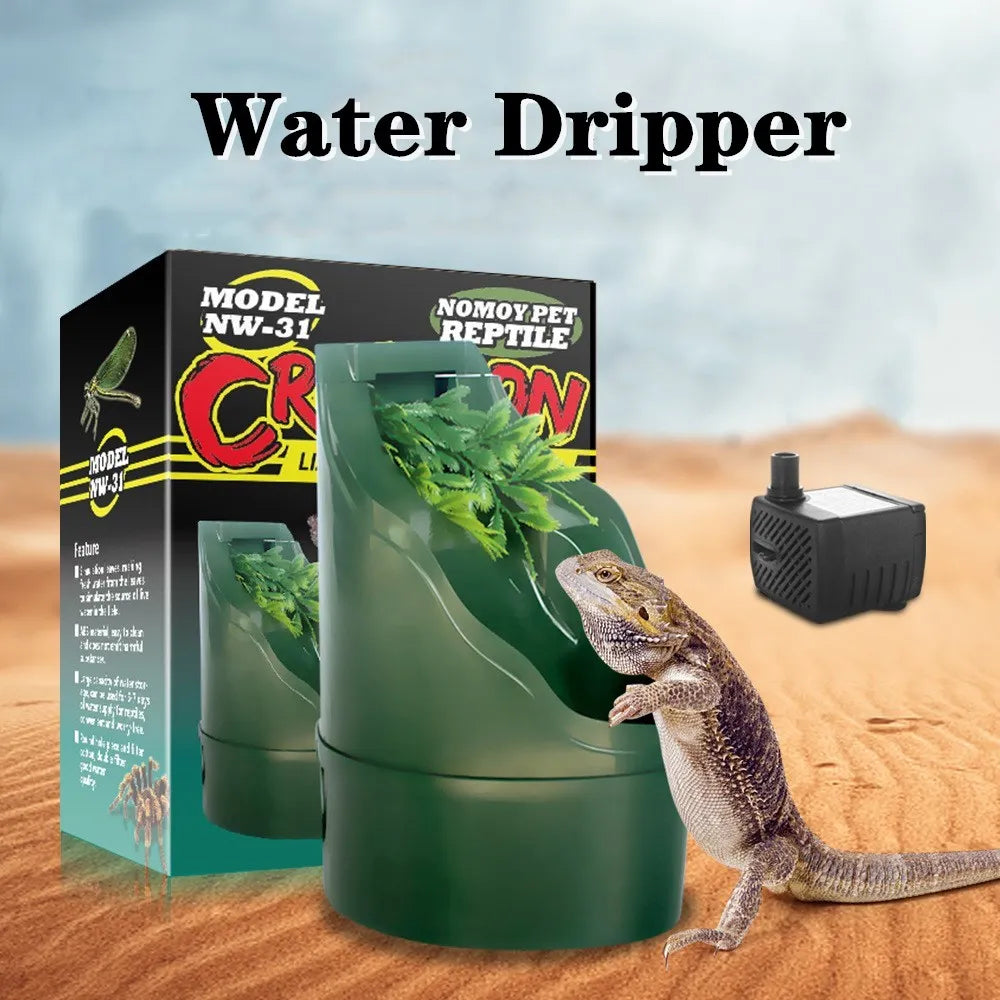Automatic Reptile ABS Drinking Fountain Filter Feeding Drinkers Chameleon Lizard Terrarium Drinking Fountain Water Dripper Vue