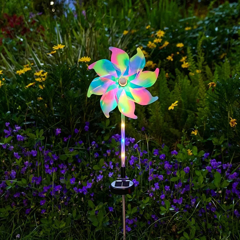 Solar Windmill Garden Stake Lights, Colorful LED Pinwheel Solar Lights, Outdoor Decor for Patio Yard Lawn Pathway Decor Vue
