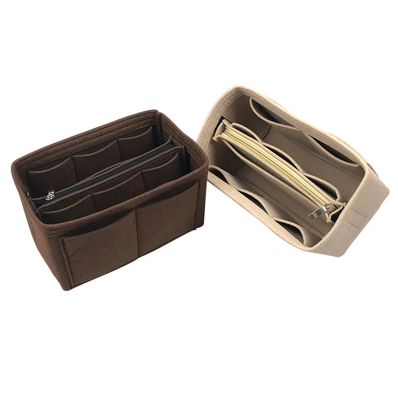 Felt Purse Organizer Insert with Multi Pockets Bag-in-Bag Liner for Handbags Backpacks Travel Makeup Storage Bag Vue