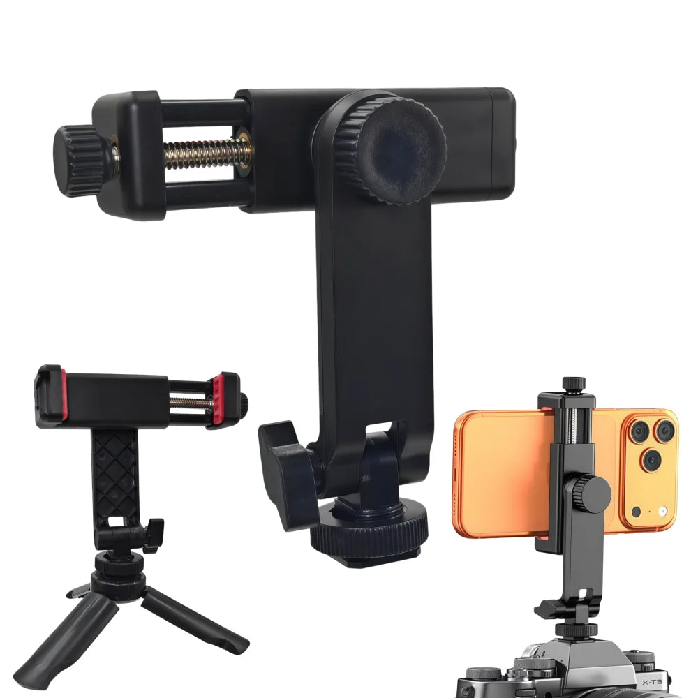 DSLR Camera Hot Shoe Phone Tripod Mount 360 Rotation Cold Shoe Adapter for Iphone Samsung Smartphone Photography Accessories Vue