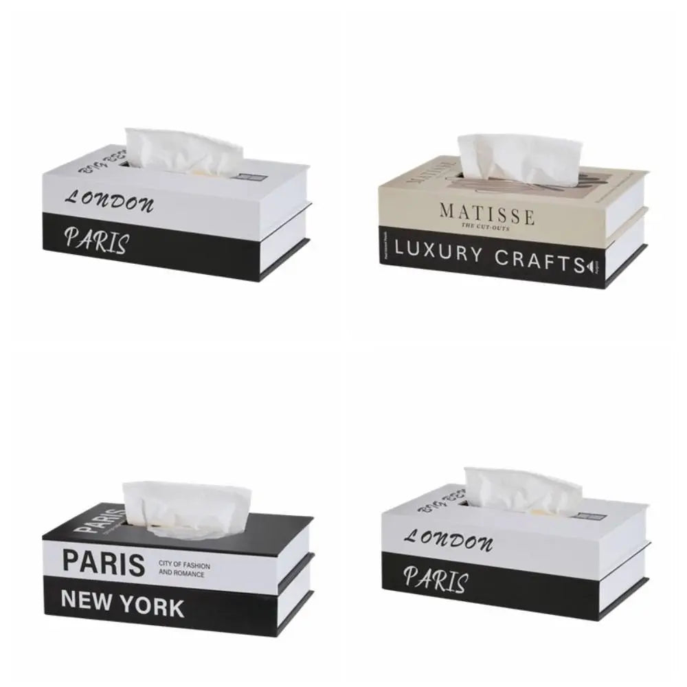 Retro Luxury Book Style Tissue Box Ornaments Decoration Storage Box Double Layer Container Napkin Holder Case Table Decoration Vue