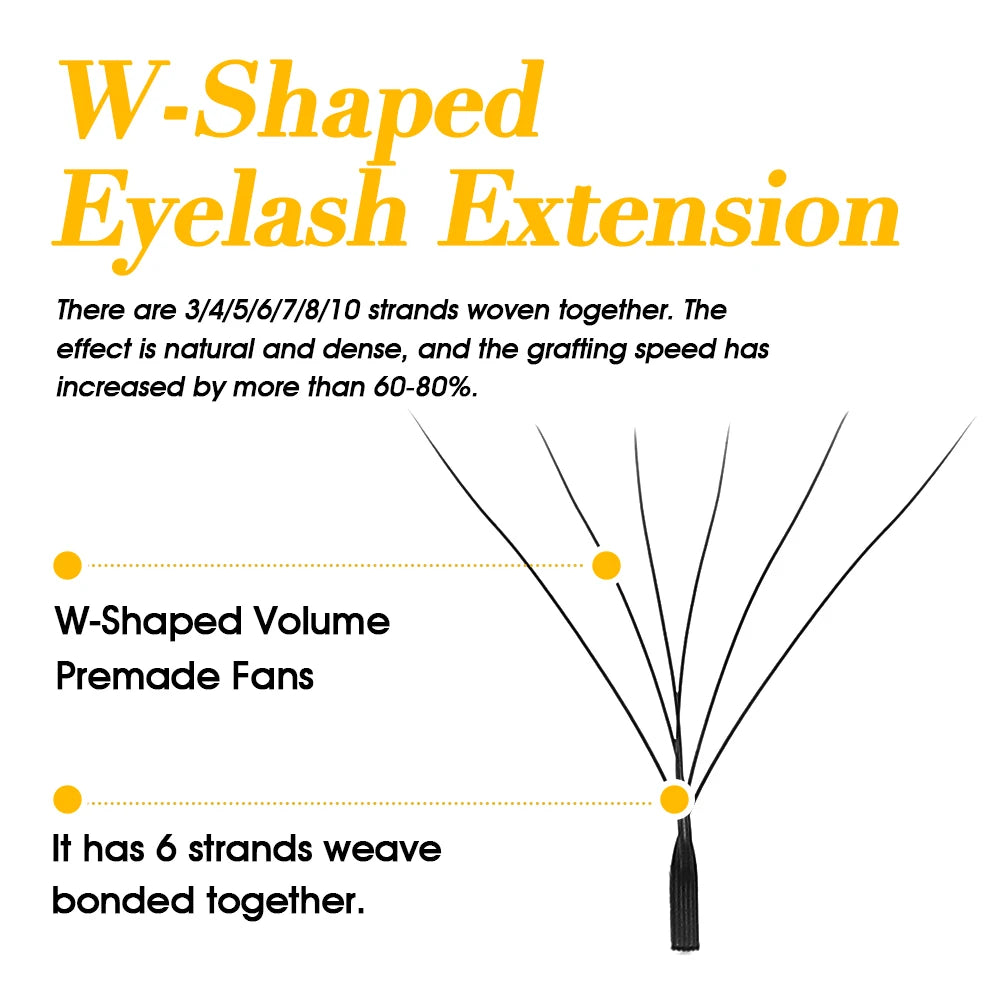 Private Label Masscaku W Style Individual Eyelashes 3D/4D/5D/6D Premade Fans W Shape Clover Bloom Natural Long Lash Extension Vue