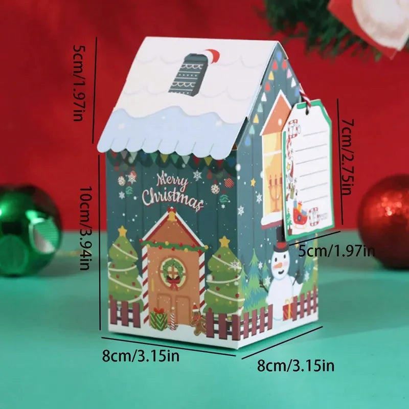 1-40PCS Christmas Cookie Boxes Colorful Gingerbread House Candy Gift Boxes Snowman Mini House Packaging BoxesTreat Boxes Vue