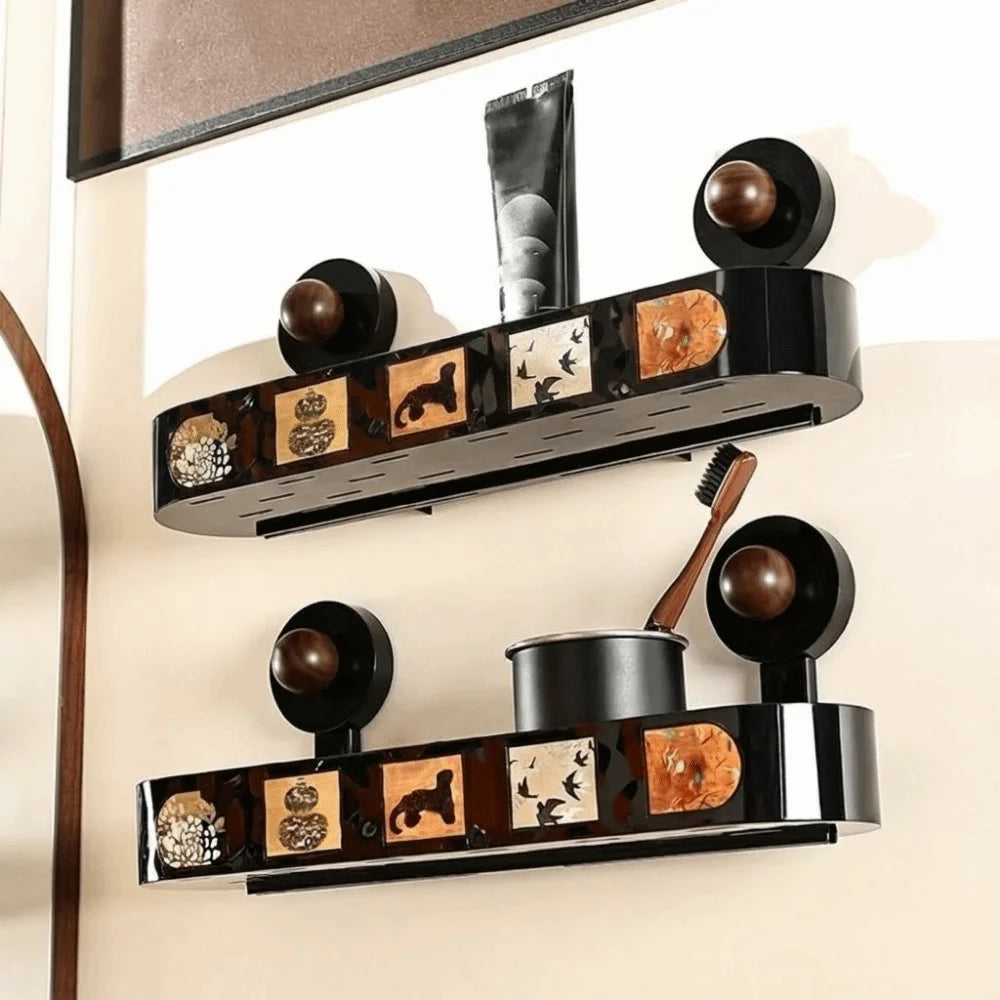 Plastic Suction Cup Storage Rack Punch Free Wall Mounted Shampoo Storage Rack Space Saving Removable Wall Hanging Storage Rack Vue