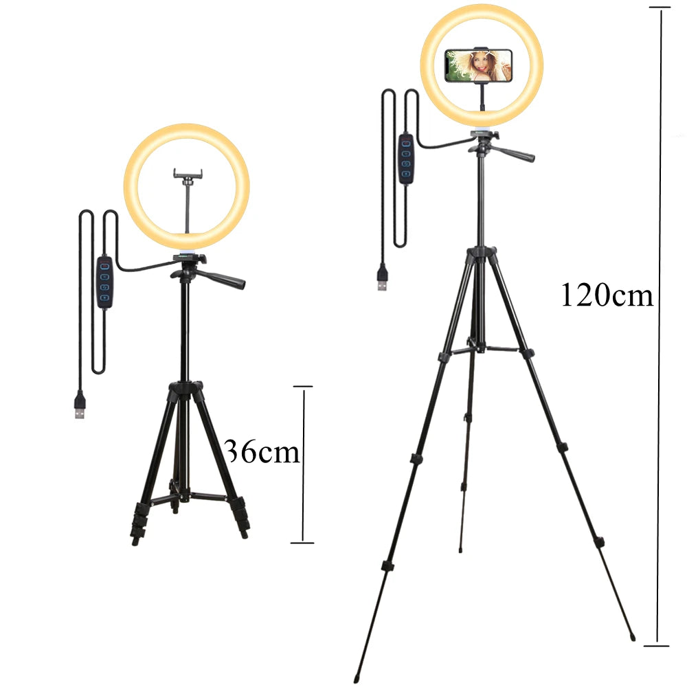 Selfie Ring Lamp Led Ring Light Selfie With Tripod Ring For Selfie Phone Video Photography Lighting For Youtube Phone Holder Vue