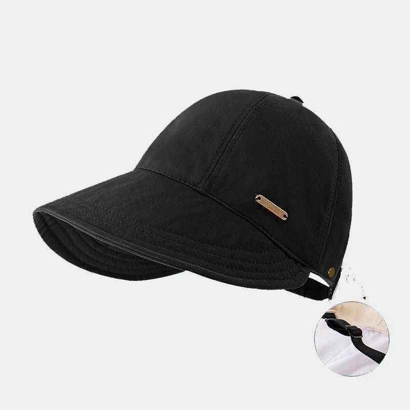 Women's Wide-Brimmed Sun Hat Quick-Drying Waterproof Can Be Worn Over A Face Mask Or Under A Helmet Vue Black one size