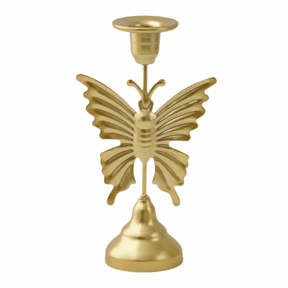 European Style Tabletop Candle Holder Elegant Unique Leaf Candle Stand Luxury Centerpiece Vintage Tealight Holder Home Decor Vue Gold Butterfly 2