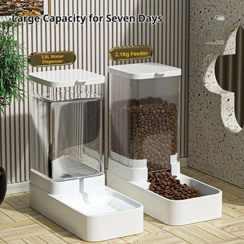 New Automatic Feeder Set For Cats Dogs Transparent Automatic Feeder Water Dispenser Set Large-capacity Healthy Separation Feeder Vue
