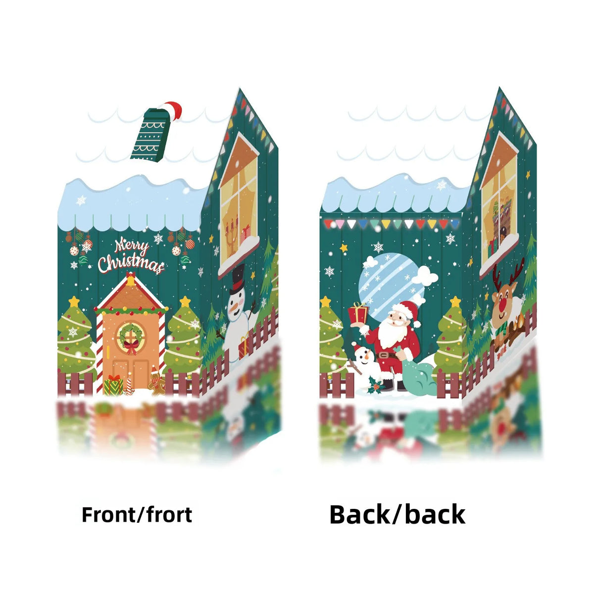 1-40PCS Christmas Cookie Boxes Colorful Gingerbread House Candy Gift Boxes Snowman Mini House Packaging BoxesTreat Boxes Vue