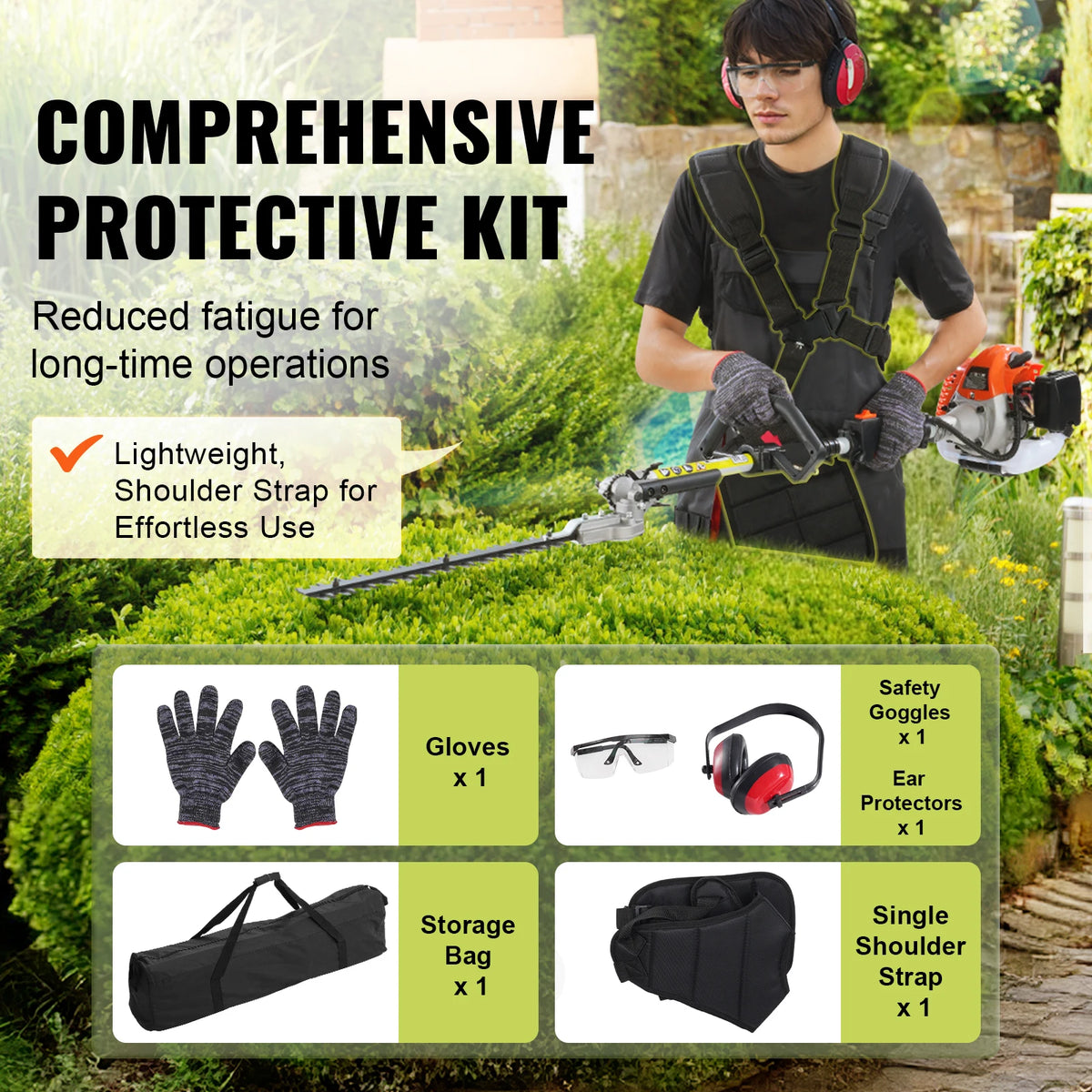 43CC 6-in-1 Gas Hedge Trimmer, Weed Eater & Pole Chainsaw Gas Multi-Tool Trimmer Vue