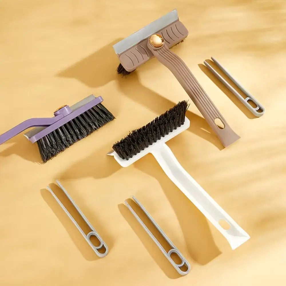 Hard Bristle Brush Rotary Multi-functional Set With Clip Scraper 360° Rotating Multi-Purpose Tile Cleaning Brush One Swipe Clean Vue