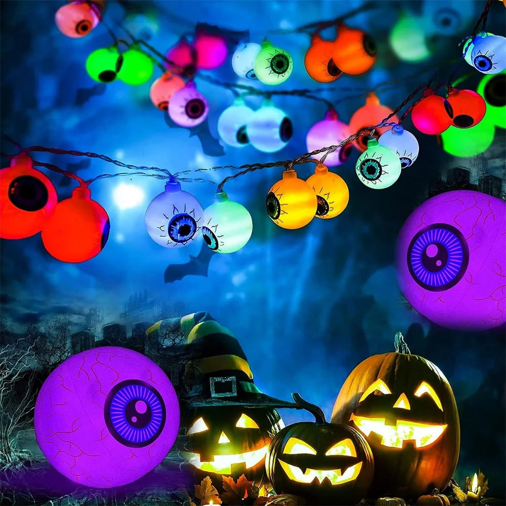 Halloween Eyeball String Lights 40 LEDs Battery Operated Halloween Decoration Lights Indoor Outdoor Halloween Party Decor 639 Vue