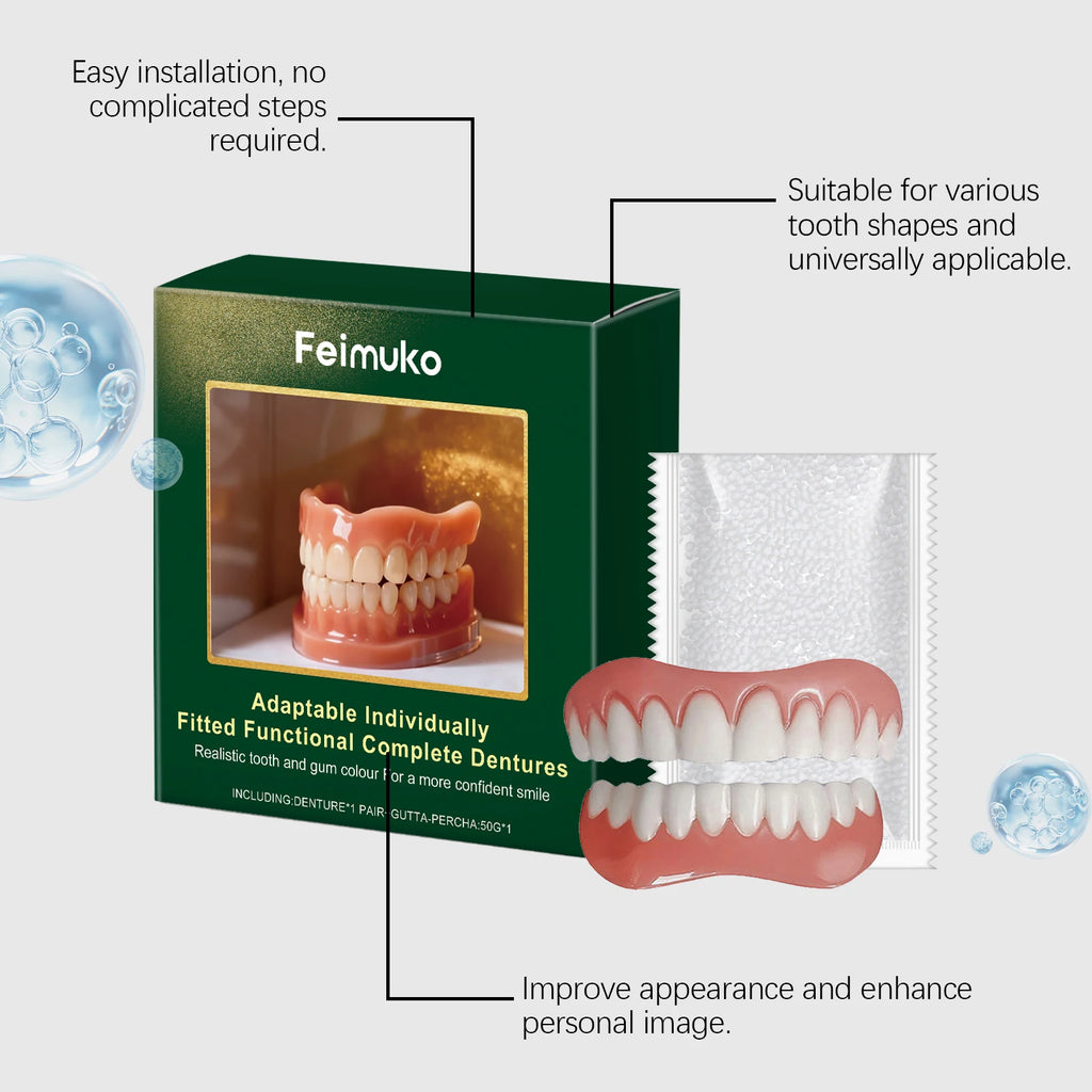 Denture Modification Kit, Cosmetic False Teeth Set, Boost Smile Look,Comfort Material, Compatibility for Missing Teeth & Seniors Vue
