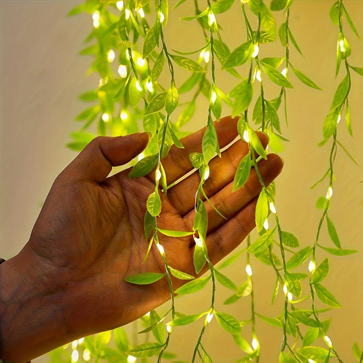 2 M 20 Light Always on Battery Box Willow Curtain Lamp Decorative Light String Imitation Leaf Wrought Iron Basket Copper Wire Vue