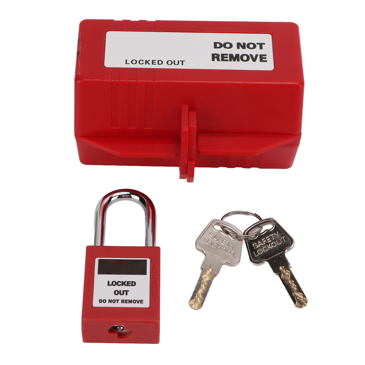 100‑220V Electrical Plug Lockout Device with 38mm Padlock Key for Industrial Chemical Electric Power Plug Lockout Padlock Vue Red