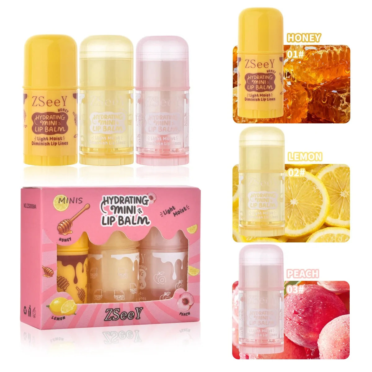3pcs/set New Fruits Lip Balm Set Moisturizing Nourishing Hydrating Lipstick Kits Lips Oil Moisturizing and Non Greasy Vue A