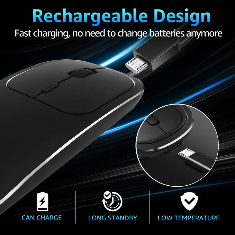 Lenovo Wireless Silent Mouse 2.4G Office Mouse Adjustable DPI Ergonomic Design USB Rechargeable Charging Portable Gaming Mouse Vue