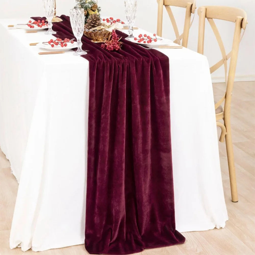 Table Decoration European Style Velvet Table Runner Extended Non-slip Wedding Table Cloth Rectangular Table Linen Hotel Vue