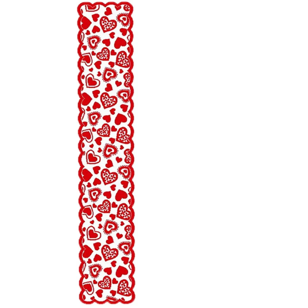 Valentines Day Heart Shaped Table Runner Romantic European Red Lace Table Runner American Rectangular Dining Table Mat Vue Table Runner
