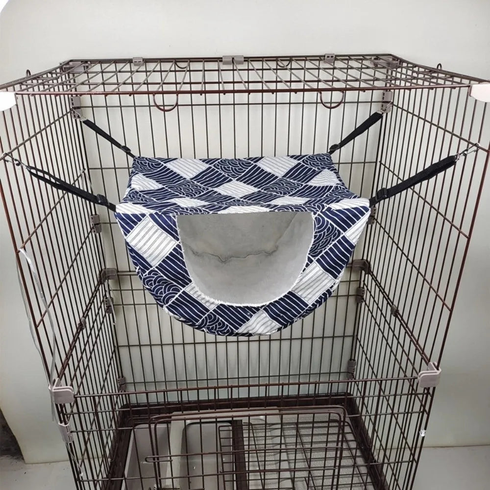 Breathable Cat Cage Hammock Sleeping House Adjustable Lanyard Kitten Swing Bed Thicken Cozy Cat Hanging Bed Cat Cage Accessories Vue Style 4