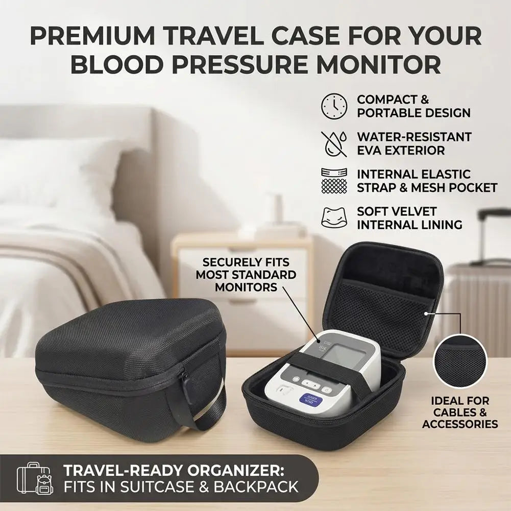 Portable Blood Pressure Monitor Storage Bag Waterproof Tonometer Carrying Case Travel Organizer Box Large Capacity Zipper Pouch Vue