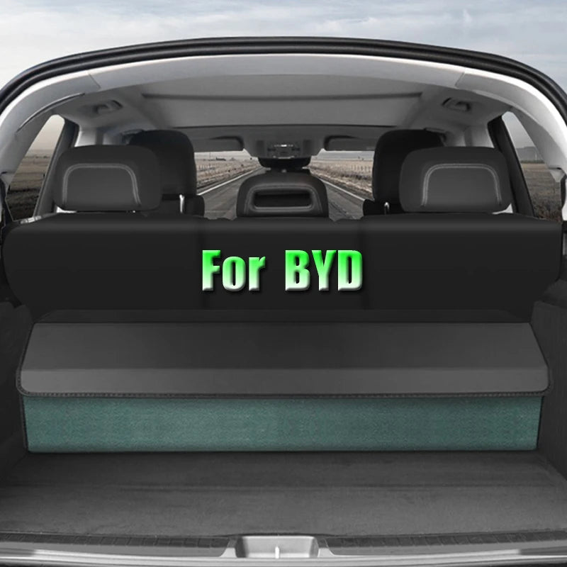 Length 115cm-Large Capacity Car Trunk Organizer Box Leather For BYD Tang F3 E6 Atto Yuan Plus Song Max F0 G3 I3 Ea1 Dmi 2din G6 Vue Brown-115x31x30cm