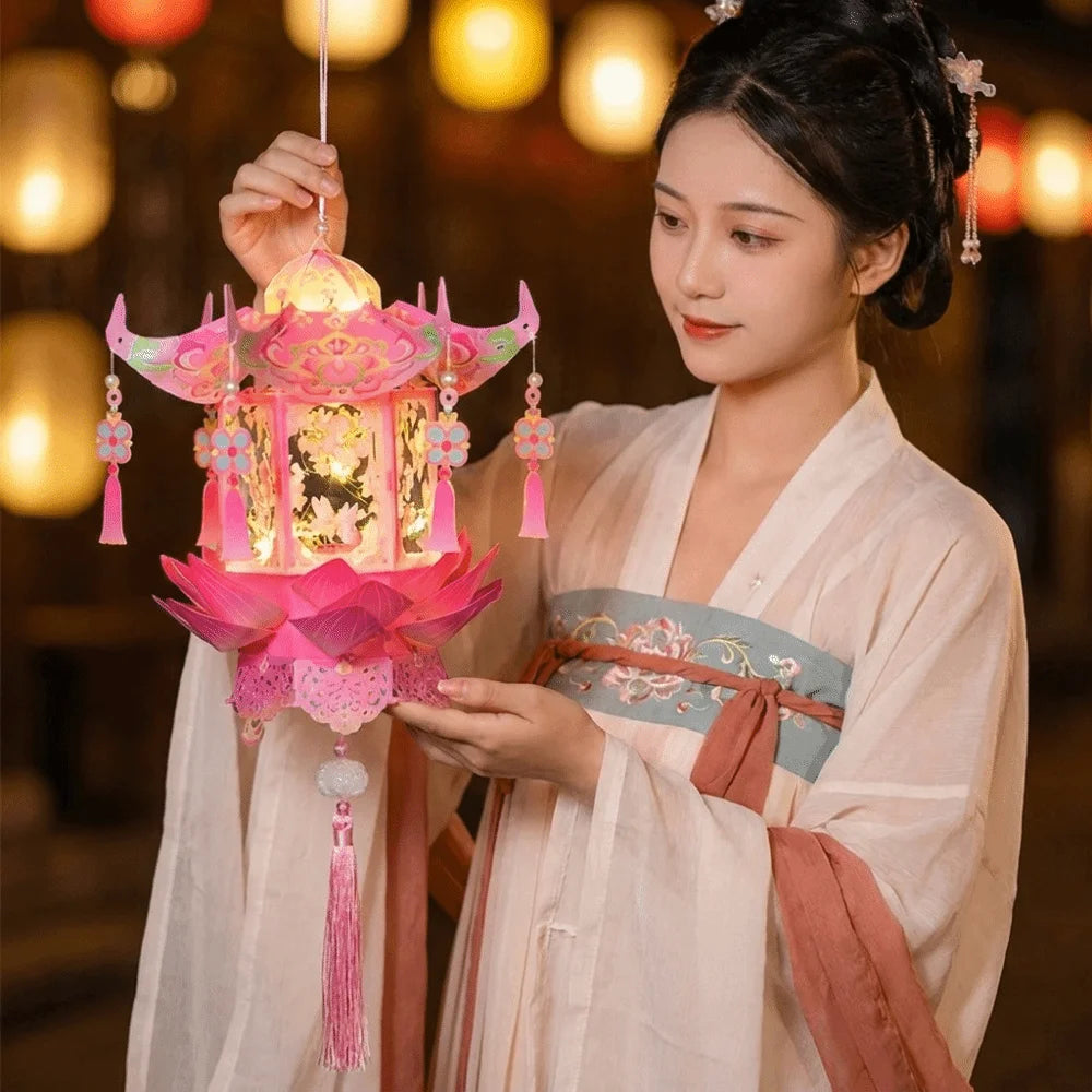 PVC Mid-Autumn Festival Lantern Lightweight Removable Handheld Lantern Blessing Glowing DIY Craft Material Kit Kids Vue