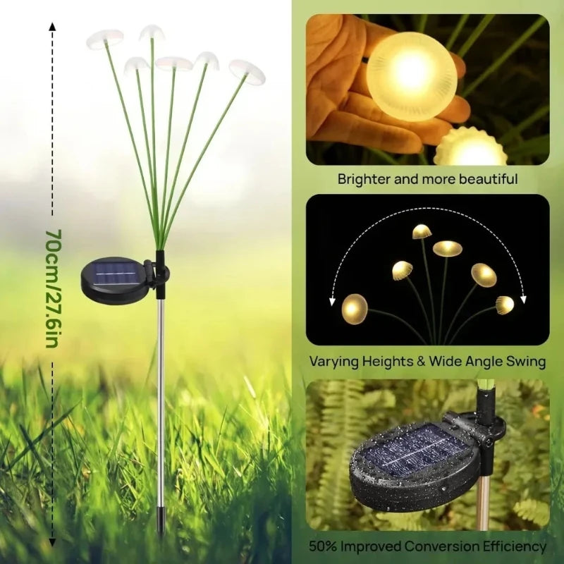 Solar Mushroom Lawn Lights Waterproof Party Yard Patio Pathway Jellyfish Lamp for Garden Decoration Solar Lights Outdoor 10 LED Vue