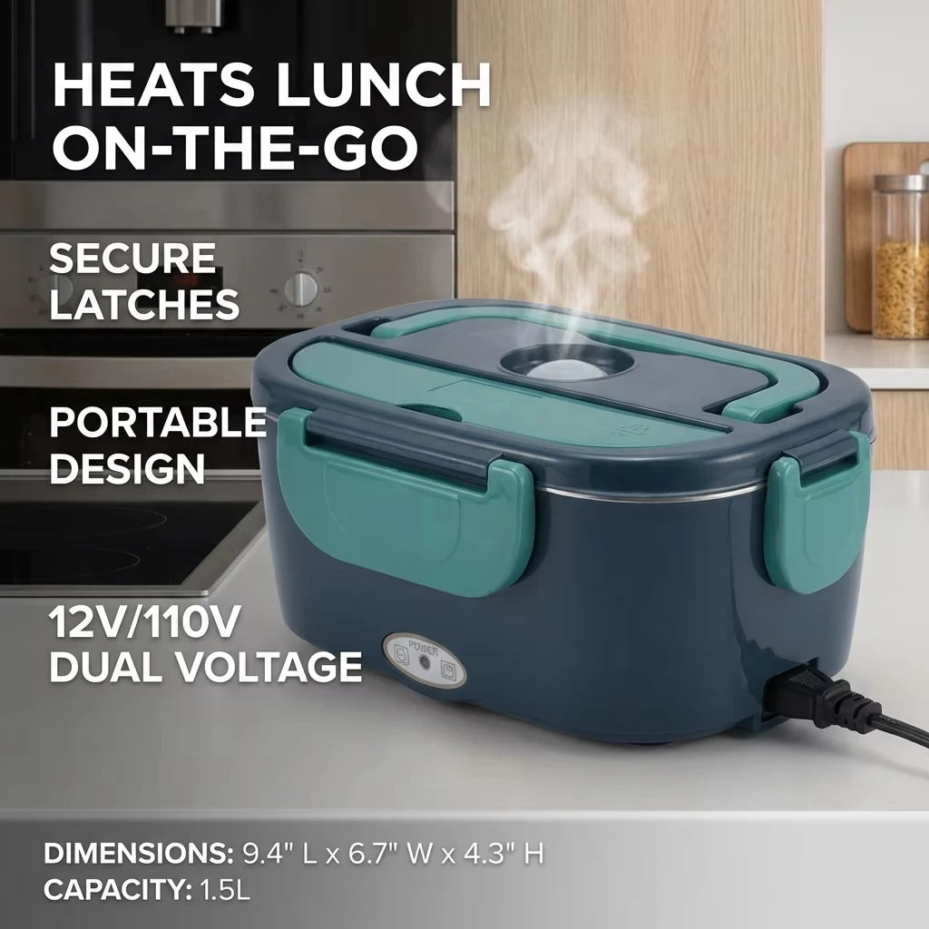 1.5L 60W Electric Portable Lunch Box Food Warmer – Leak-Proof Food Heater for Car or Home Vue US PLUG