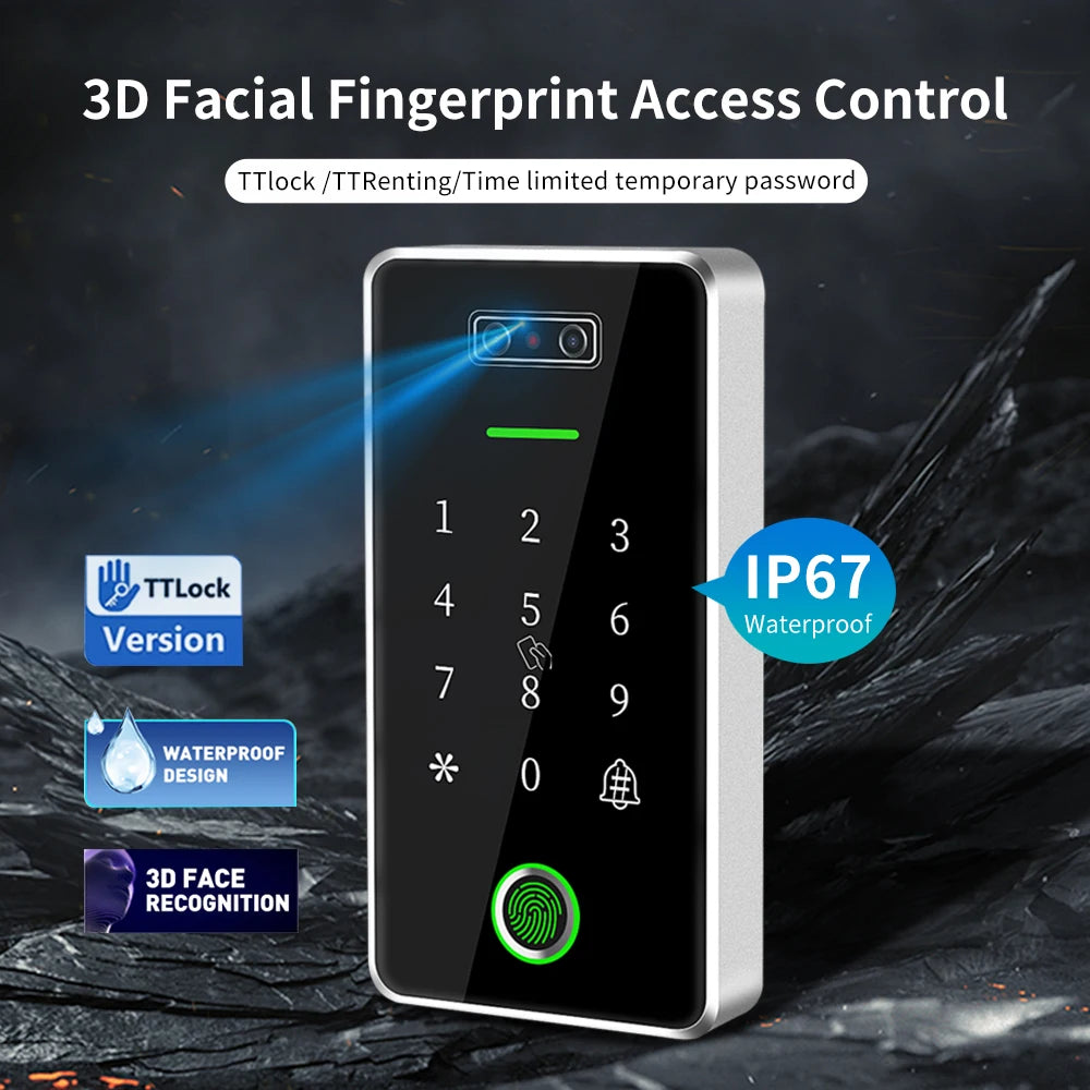 TTLOCK Biometric 100 face 100 Fingerprint Access Control Keypad supports G2 Gateway TTHotel TTRenting M1 RFID Reader Door Opener Vue