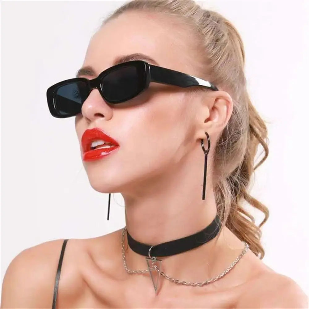 Trendy Narrow Square Frame Y2K Sun Glasses Candy UV400 Protection