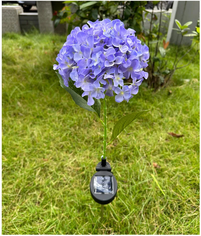 Solar-Powered LED Lights Outdoor Lawn Garden Decor Halloween Christmas Festive Atmosphere Hydrangea Lawn Waterproof Landscape Vue purple 1 piece