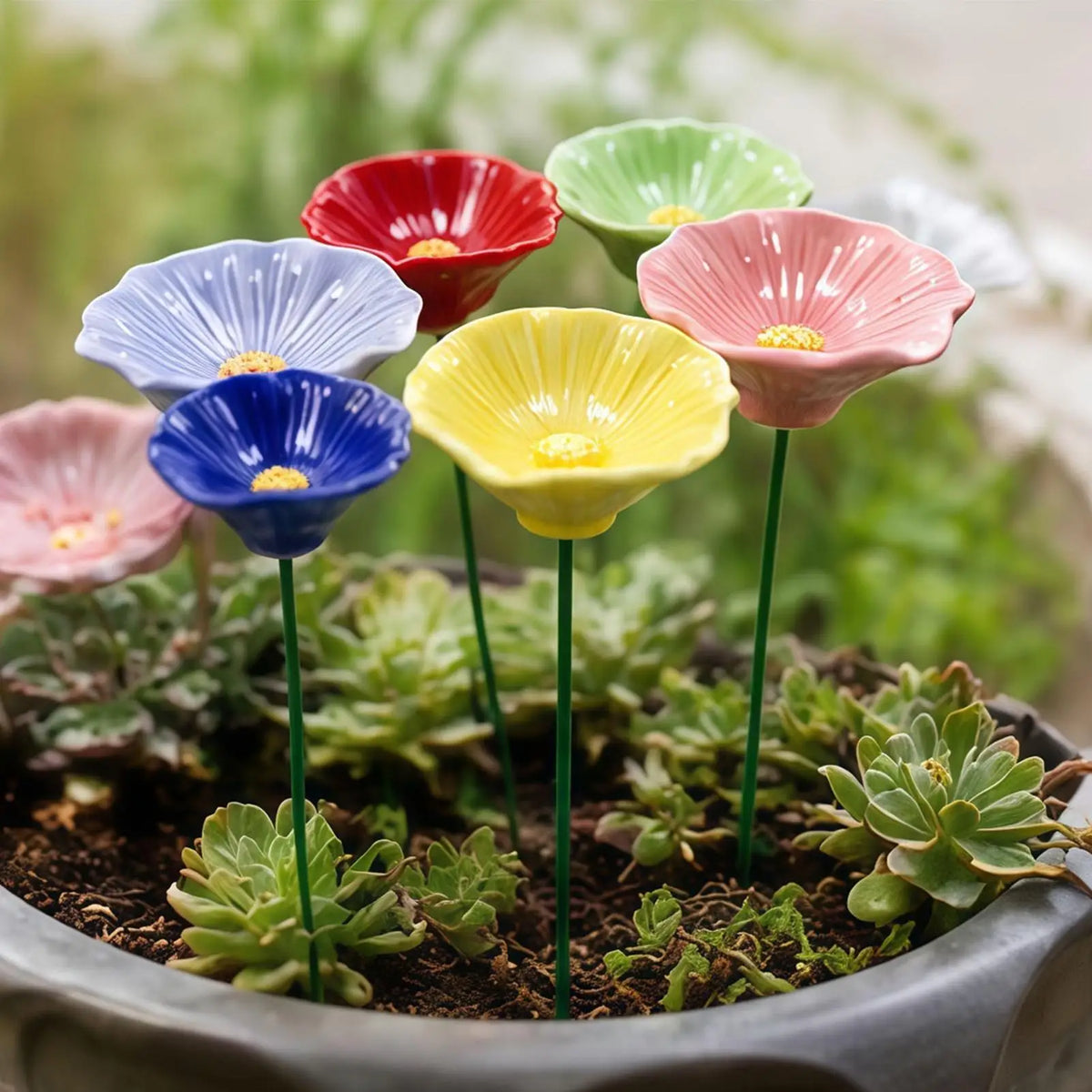 6 Pieces Bird Bath Garden Bee Watering Station Flower Pollinator Drinking Rain Catcher for Patio Lawn Backyard Balcony Deck Vue