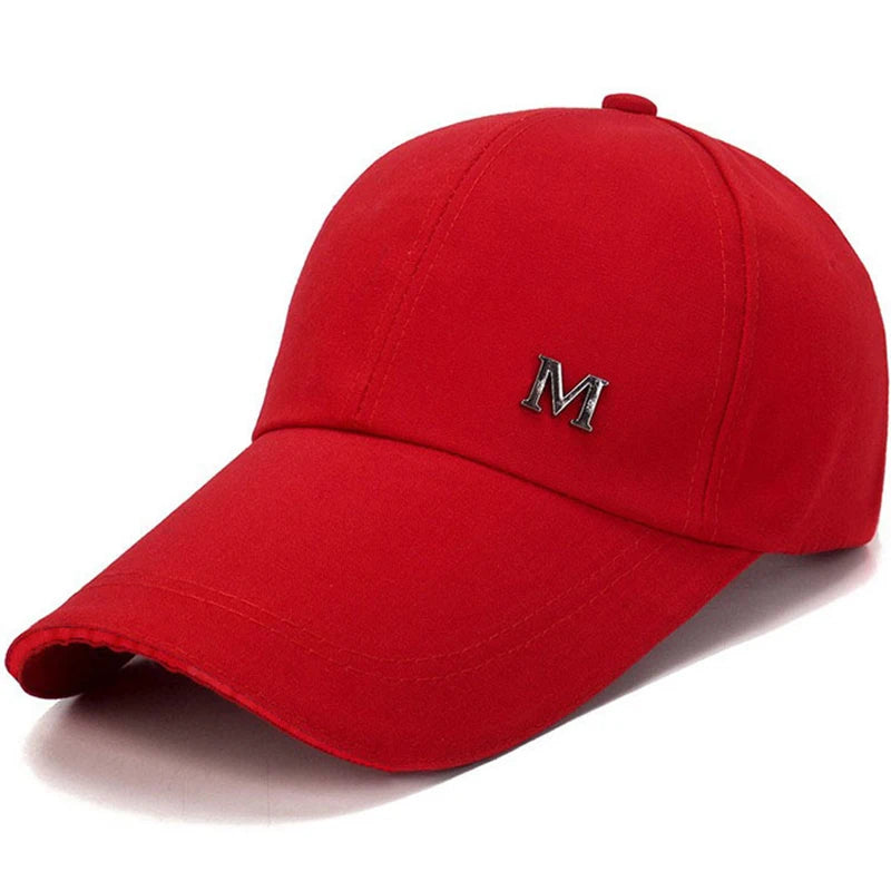 Men Women Baseball Cap Summer Cotton Hat Snapback Hip-Hop Cap Adult Sport Sun Hat Casual Long Brim Sunscreen Golf Cap Vue Red