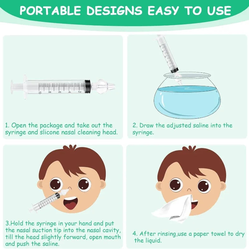 vvocci Nasal Professional for Infants Kids Baby Aspirator with Nose Cleaning Tweezers Set Syringe Nasal Irrigator with Tweezers Vue