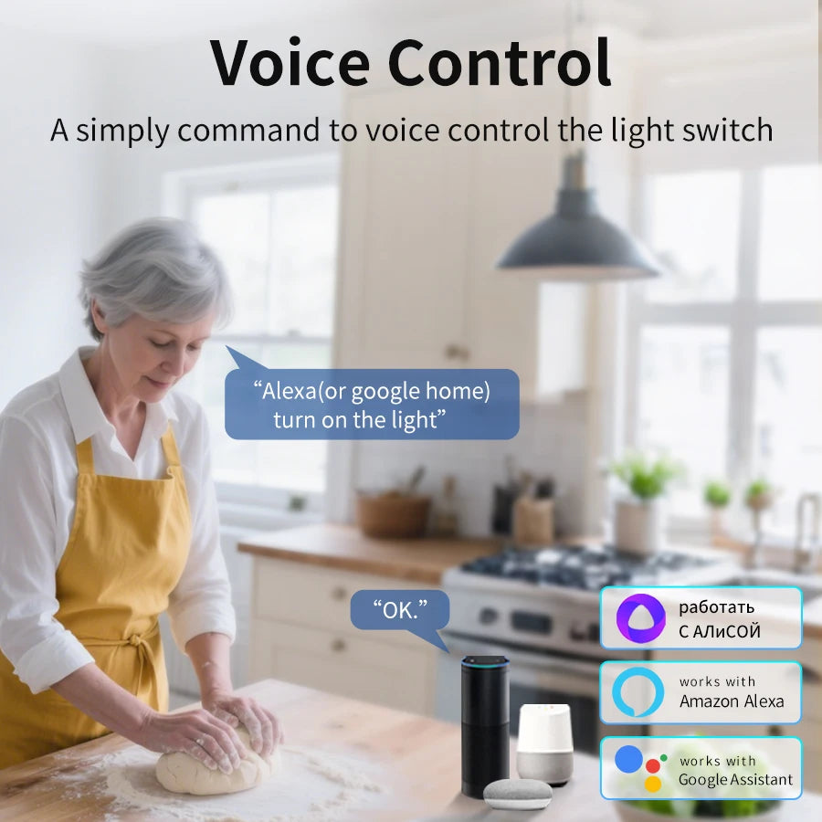 1/2 Channels Wifi Smart Switch Tuya Smart Life Light Switch Module Remote Relay Breaker for Alexa Google Yandex 100-240V 16A Vue