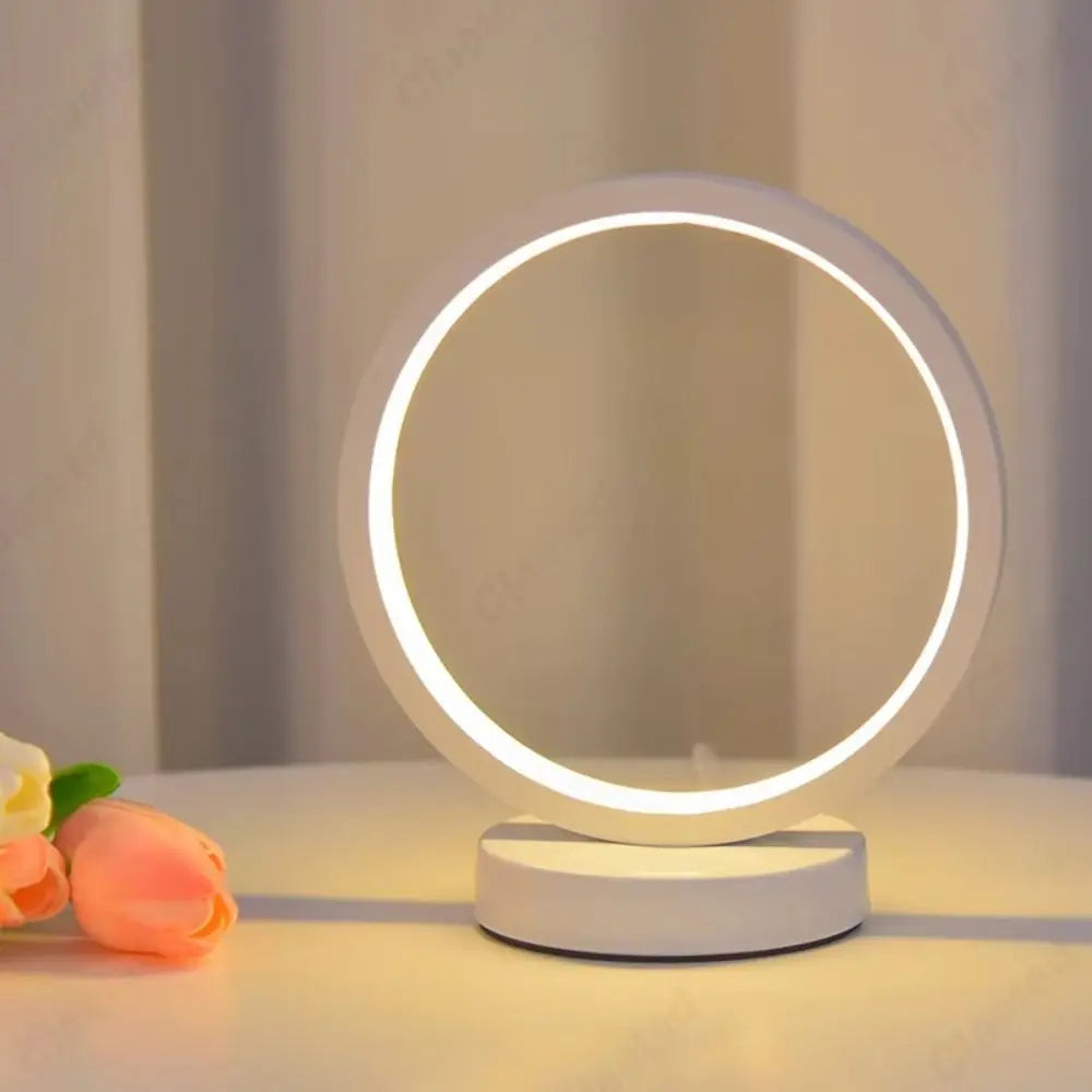 Home Decor Simple LED Circular Ring Table Lamp Creative Modern Night Light USB Plug Reading Light Restaurant Hotel Vue